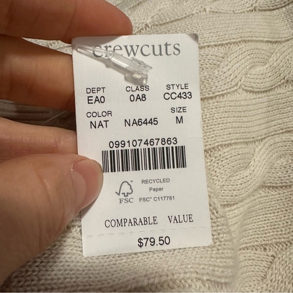 J crew natural Kids' cable-knit crewneck sweater - Picture 2 of 2